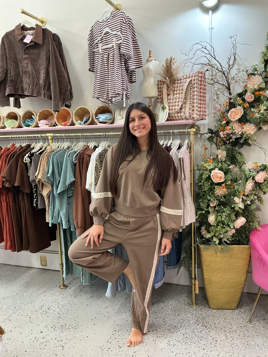 Mocha chip pants set