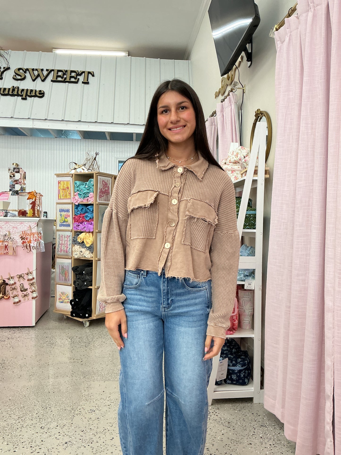Scarecrow cardigan top brown