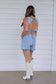 Double bow denim romper
