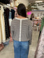 Striped Button Back Sweater, Oatmeal/Brown