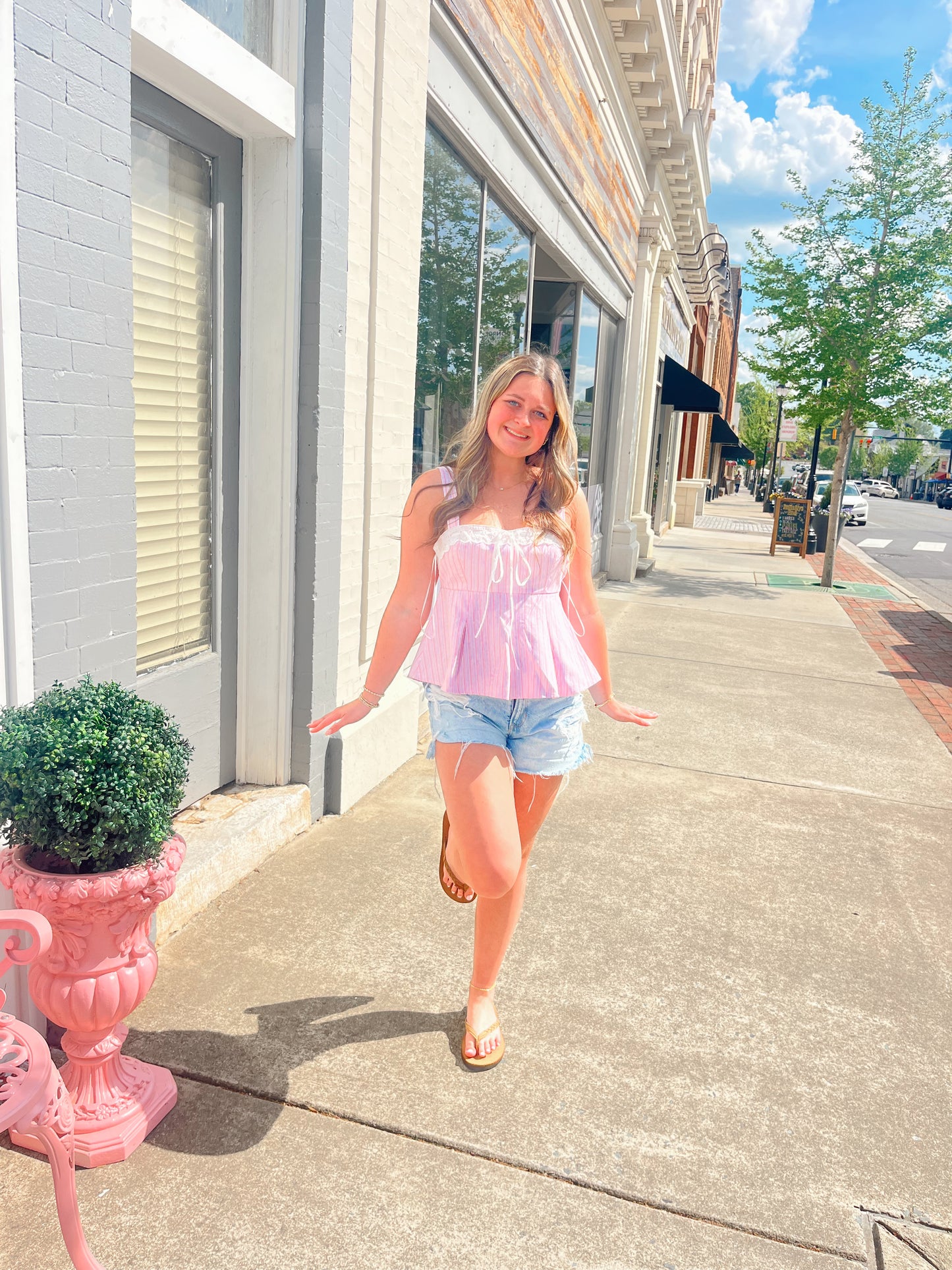 Elegant Lace Trim Pink Top