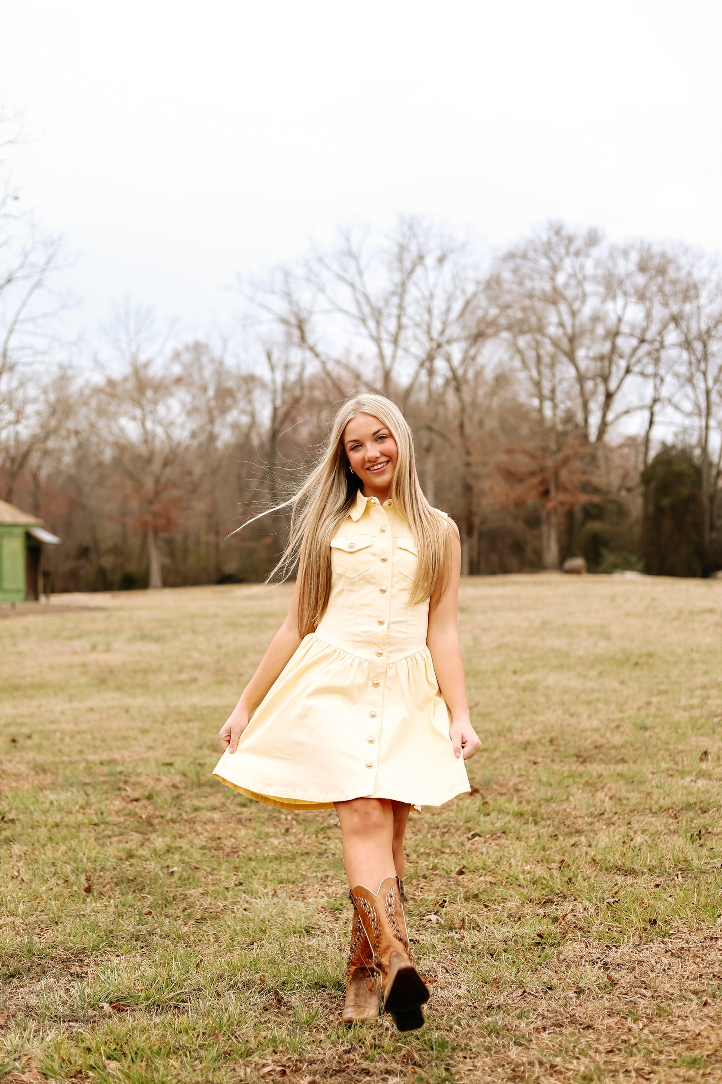 Butter yellow Button down mini