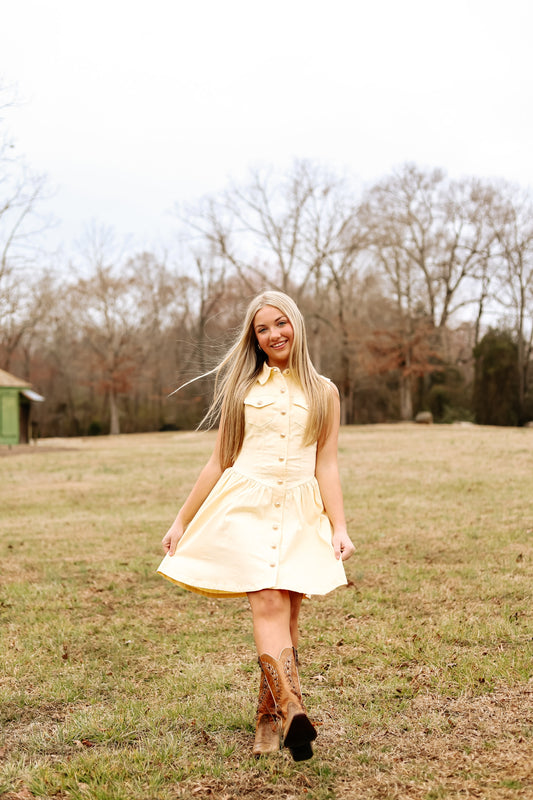 Butter yellow Button down mini