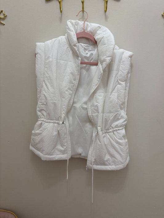 White Puffer Vest w/Drawstring Waist