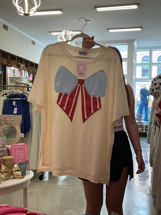 American flag bow tee