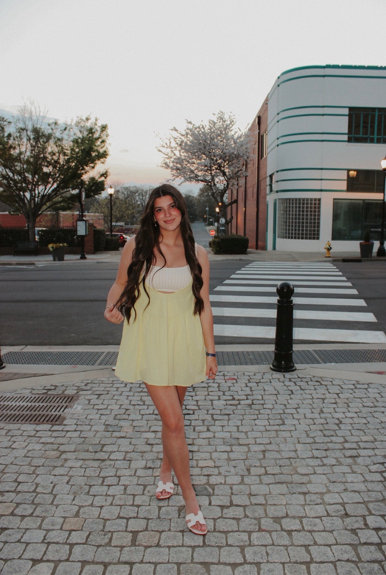 Yellow gingham athletic romper