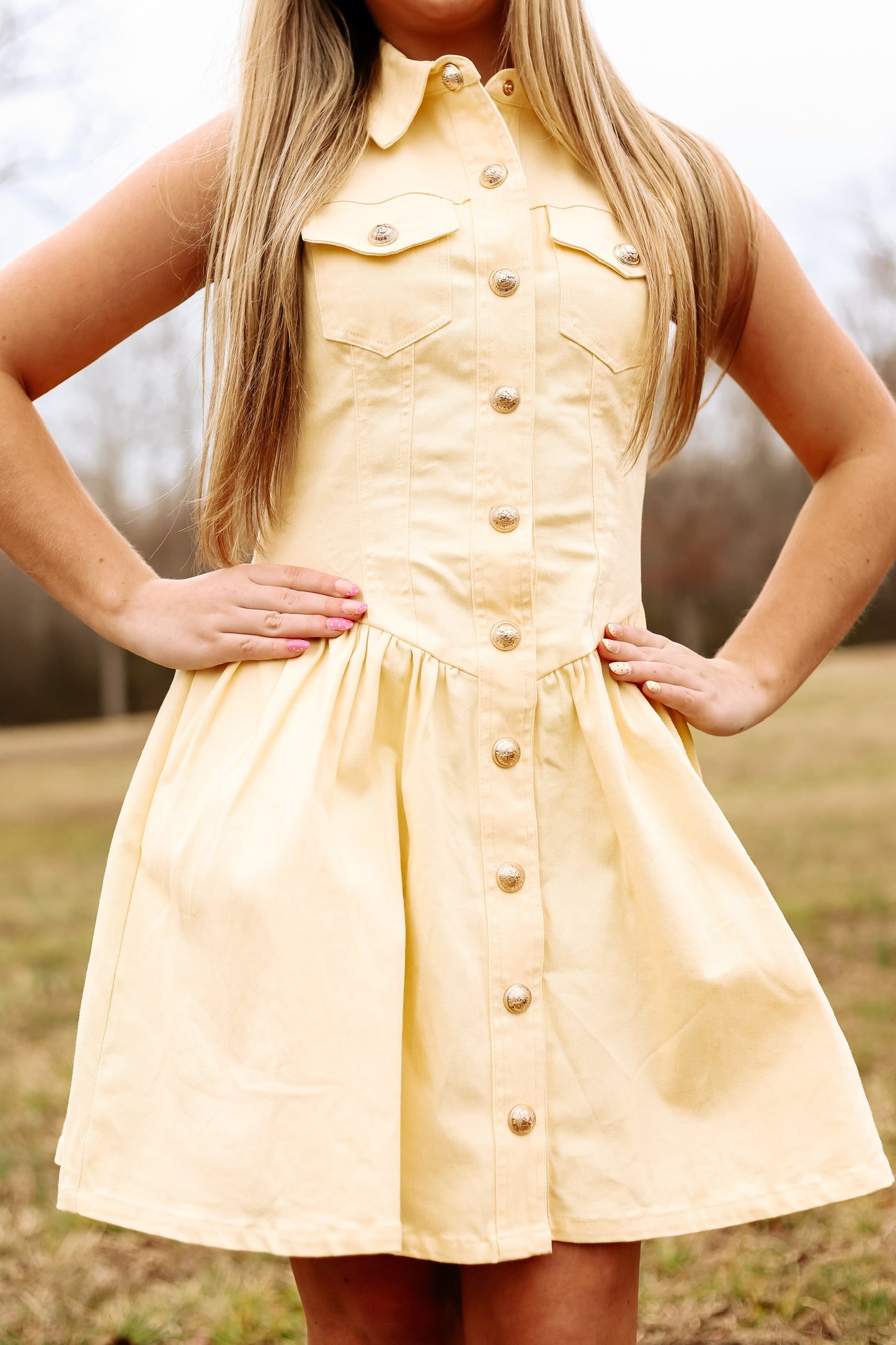 Butter yellow Button down mini