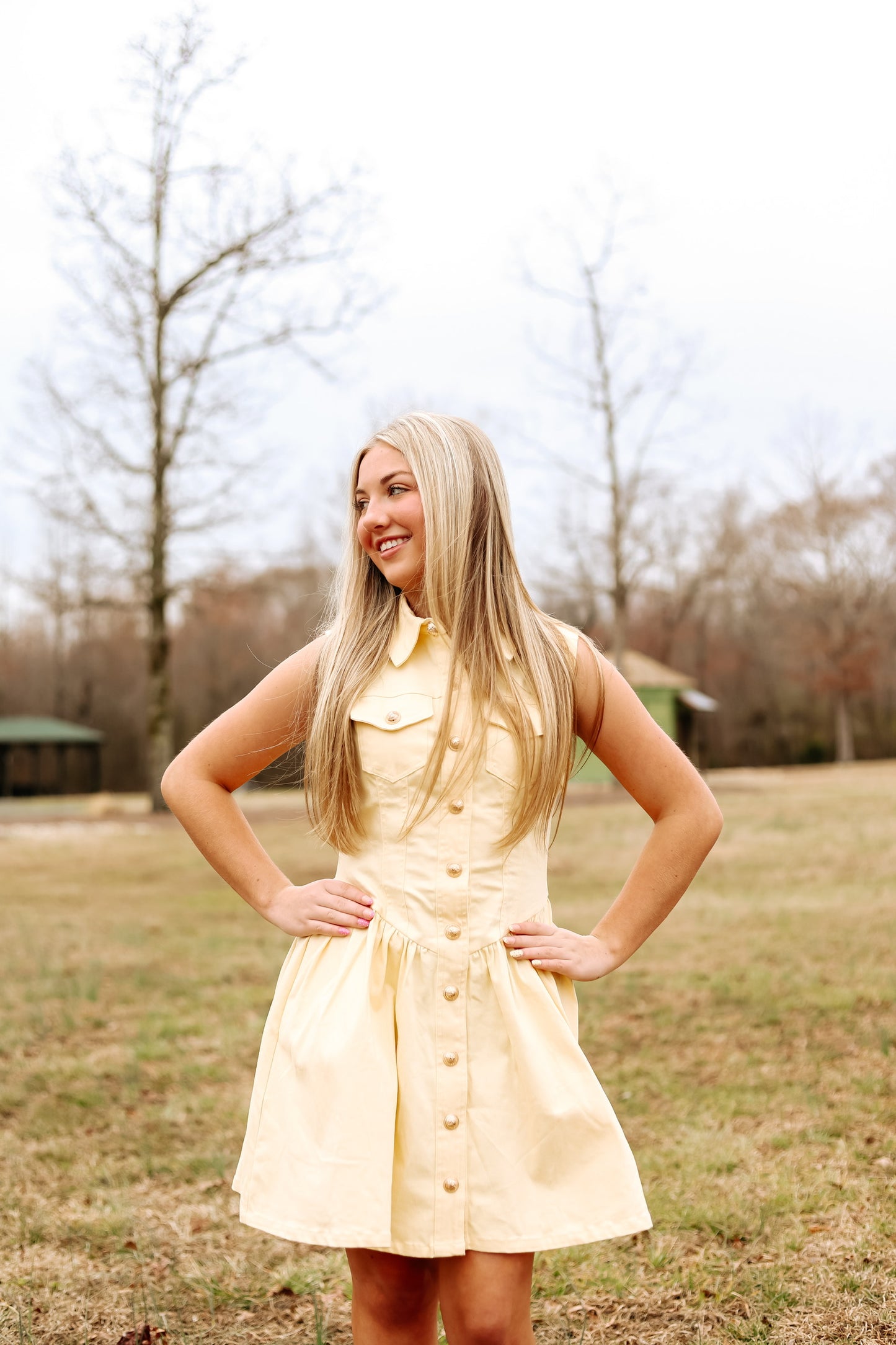 Butter yellow Button down mini