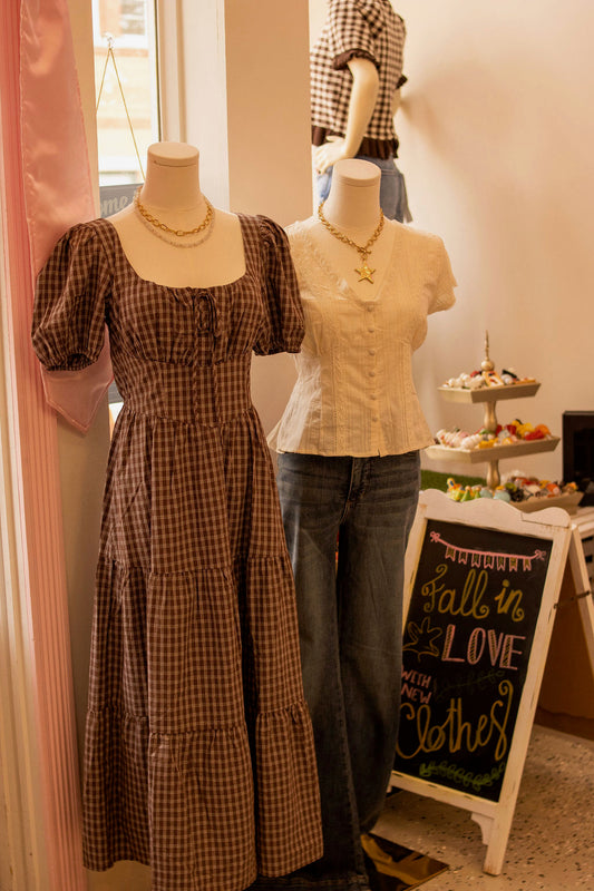 Gingham coffee maxi