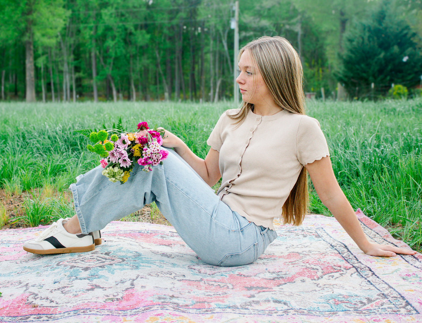 Soft sand scalloped cardigan