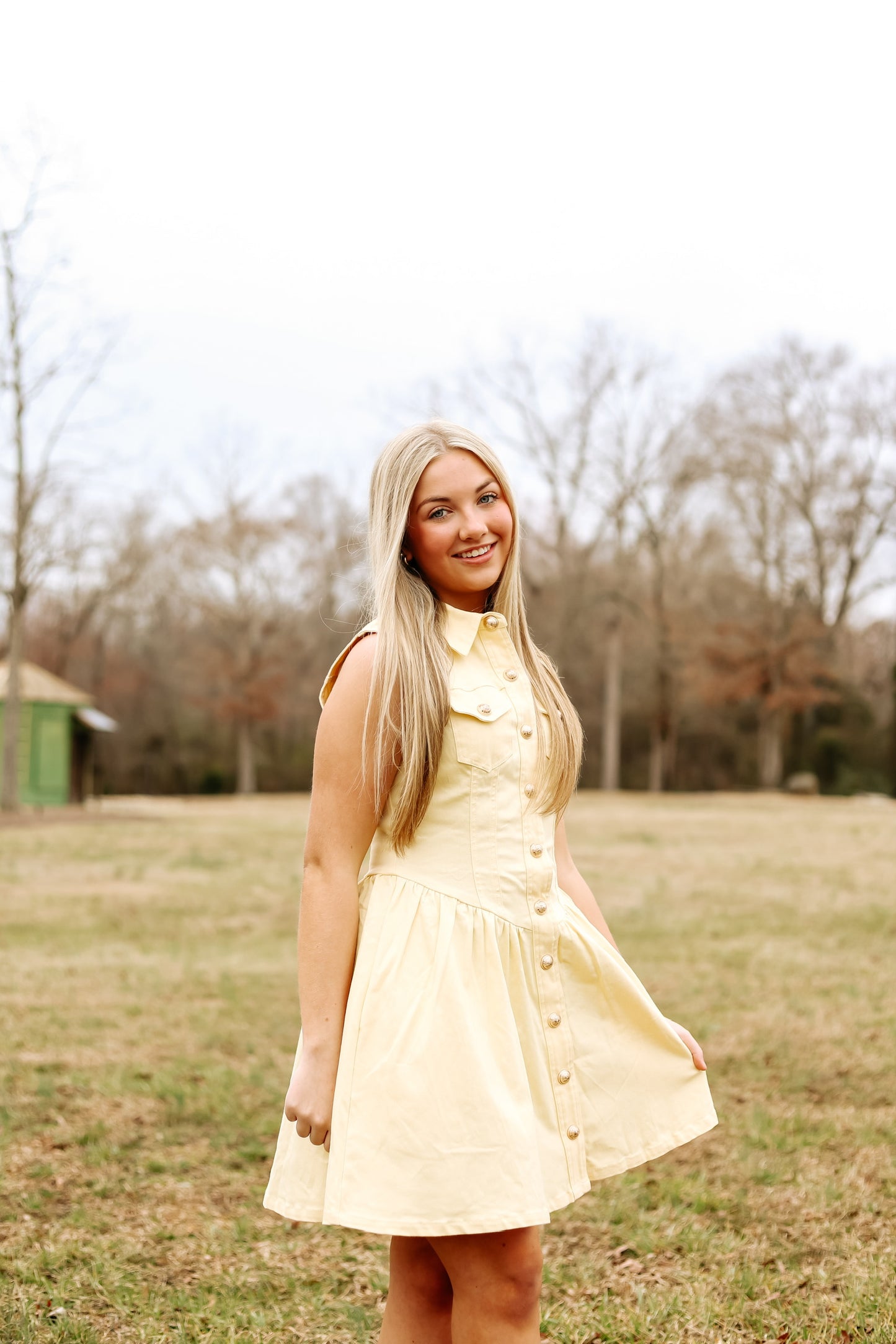 Butter yellow Button down mini
