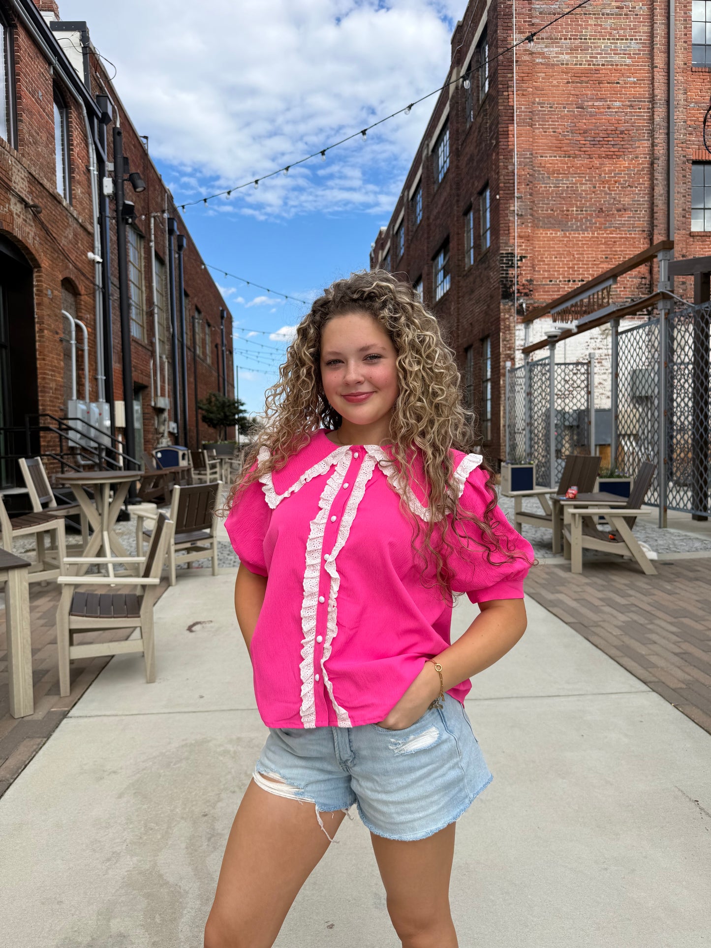 Hot Pink Victorian LACE top