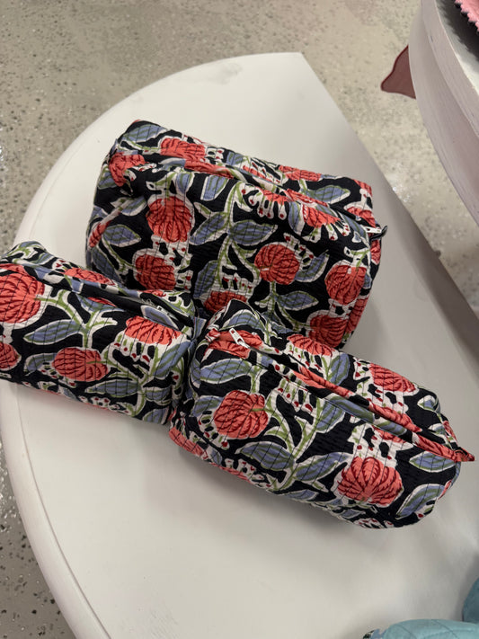 3 N 1 Makeup bags  (Coral Denim )