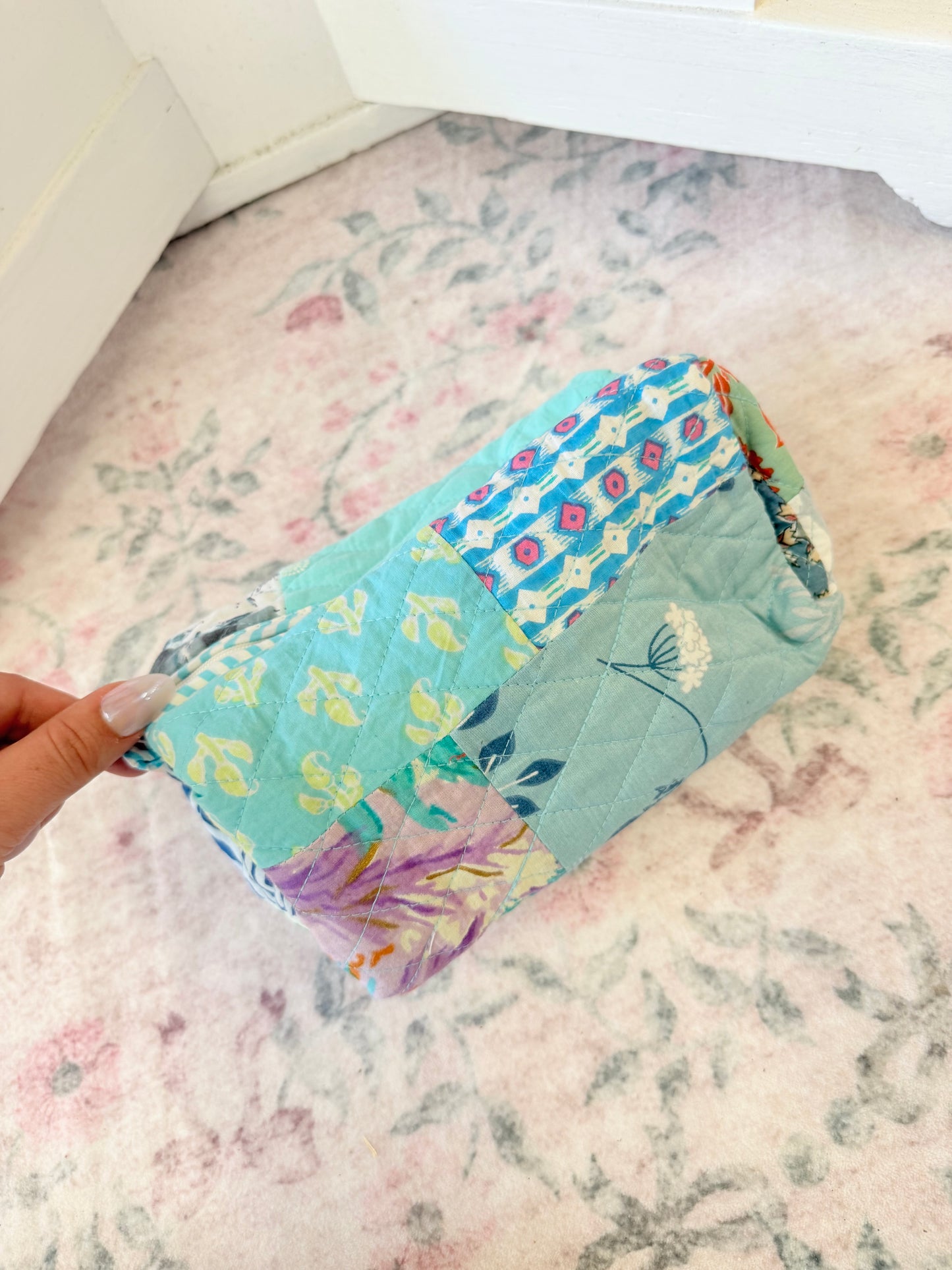 3 N 1 Makeup bags  (Teal patchwork )