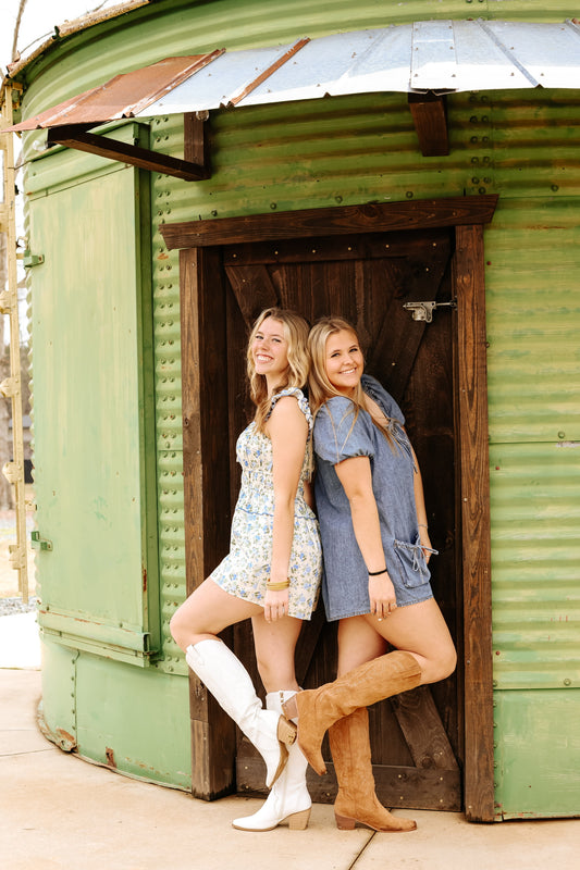 Blue & White ruffled romper! ￼