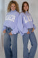 Beach/Lake Reversible CROP Mock Neck Sweatshirt, Lt. Blue