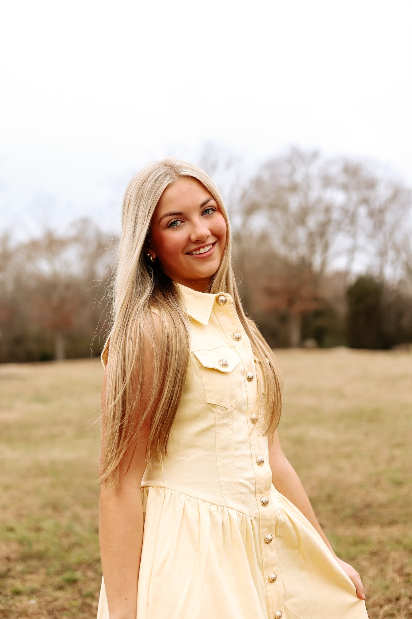 Butter yellow Button down mini