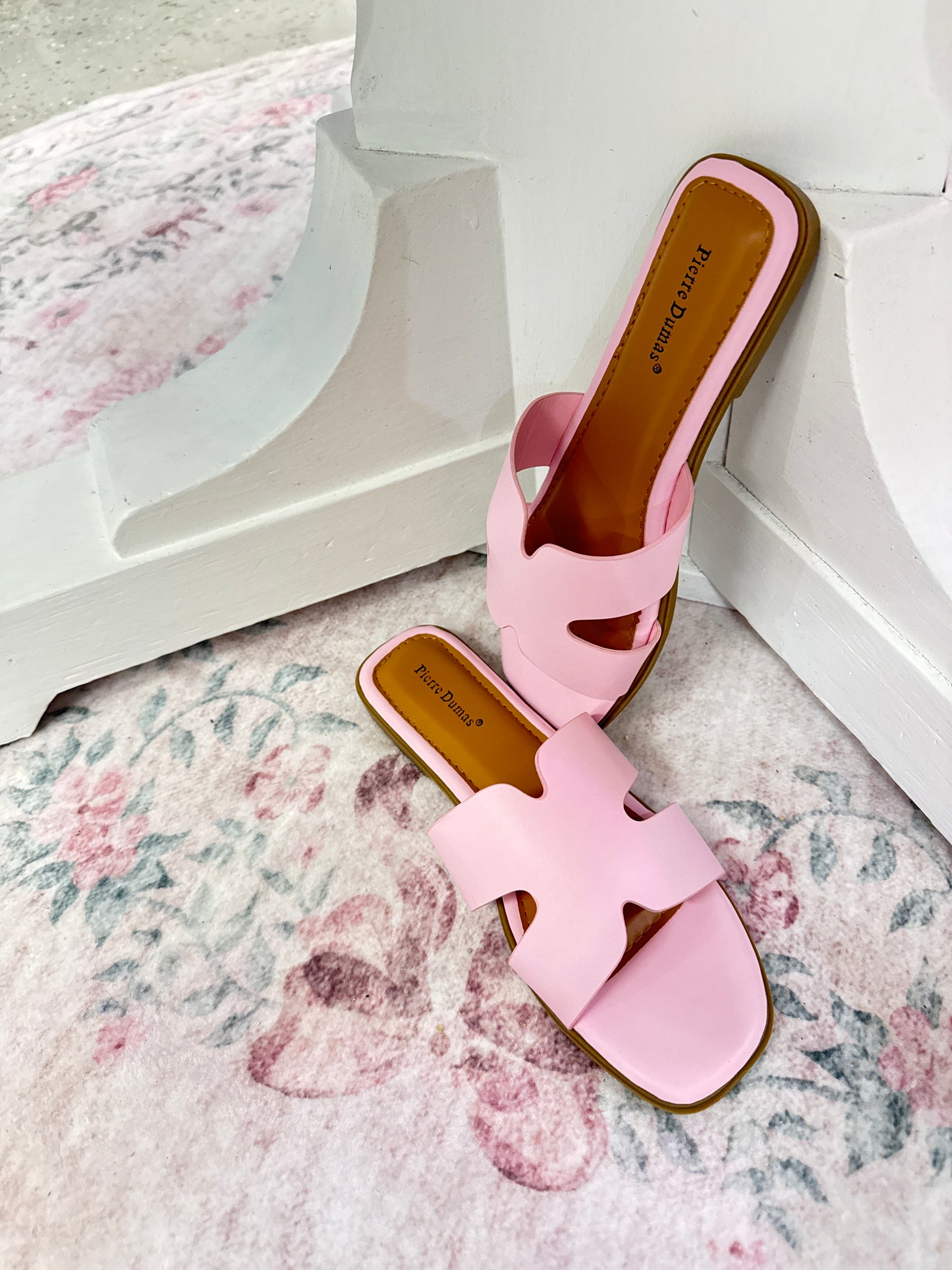 Powder pink slide on sandals