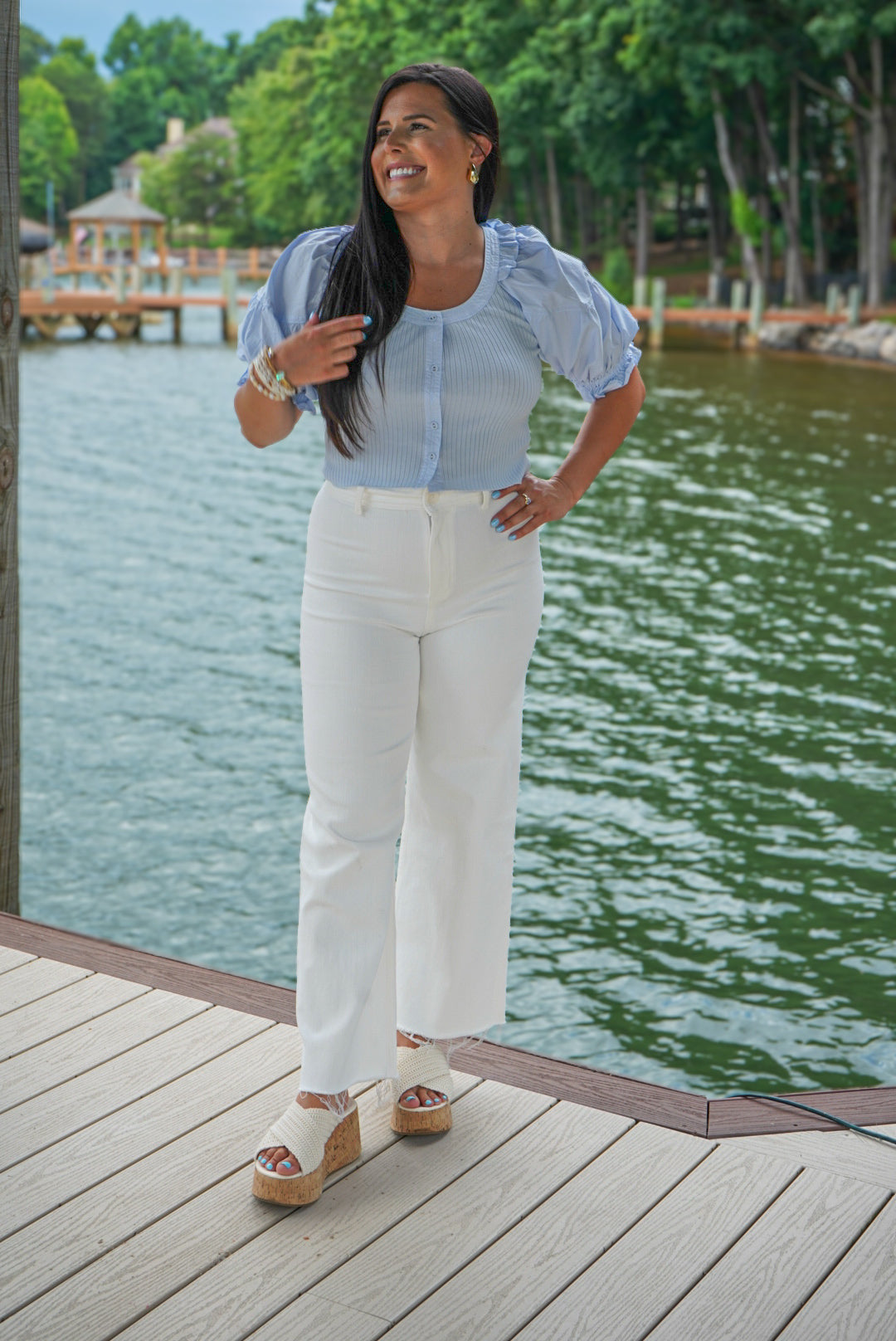 Blue puff top