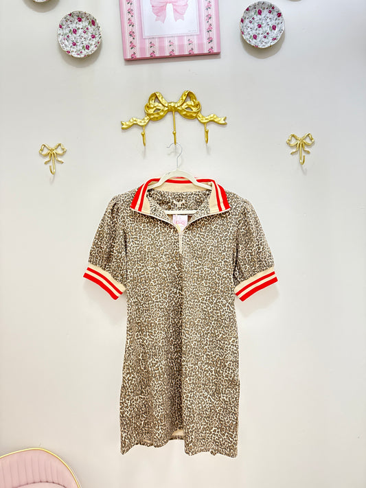 Cheetah puff collared dress