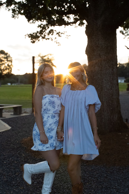 Blue floral romper strapless ￼
