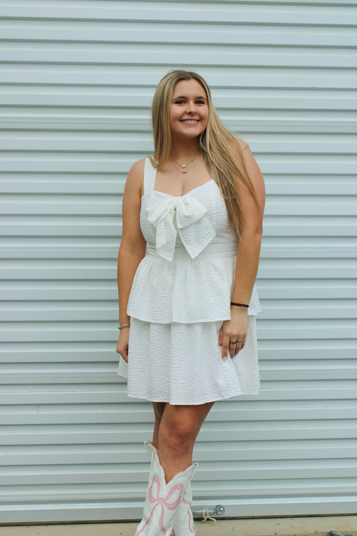 White Bow mini dress