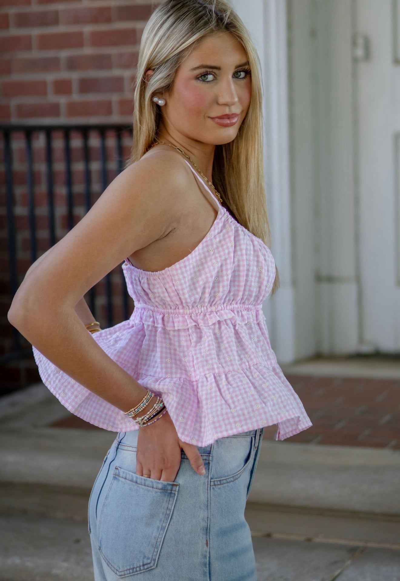 Ditsy gingham top