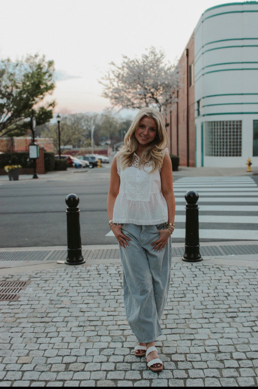 White Lacey tank