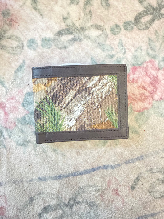 Black lined half fold wallet with flap