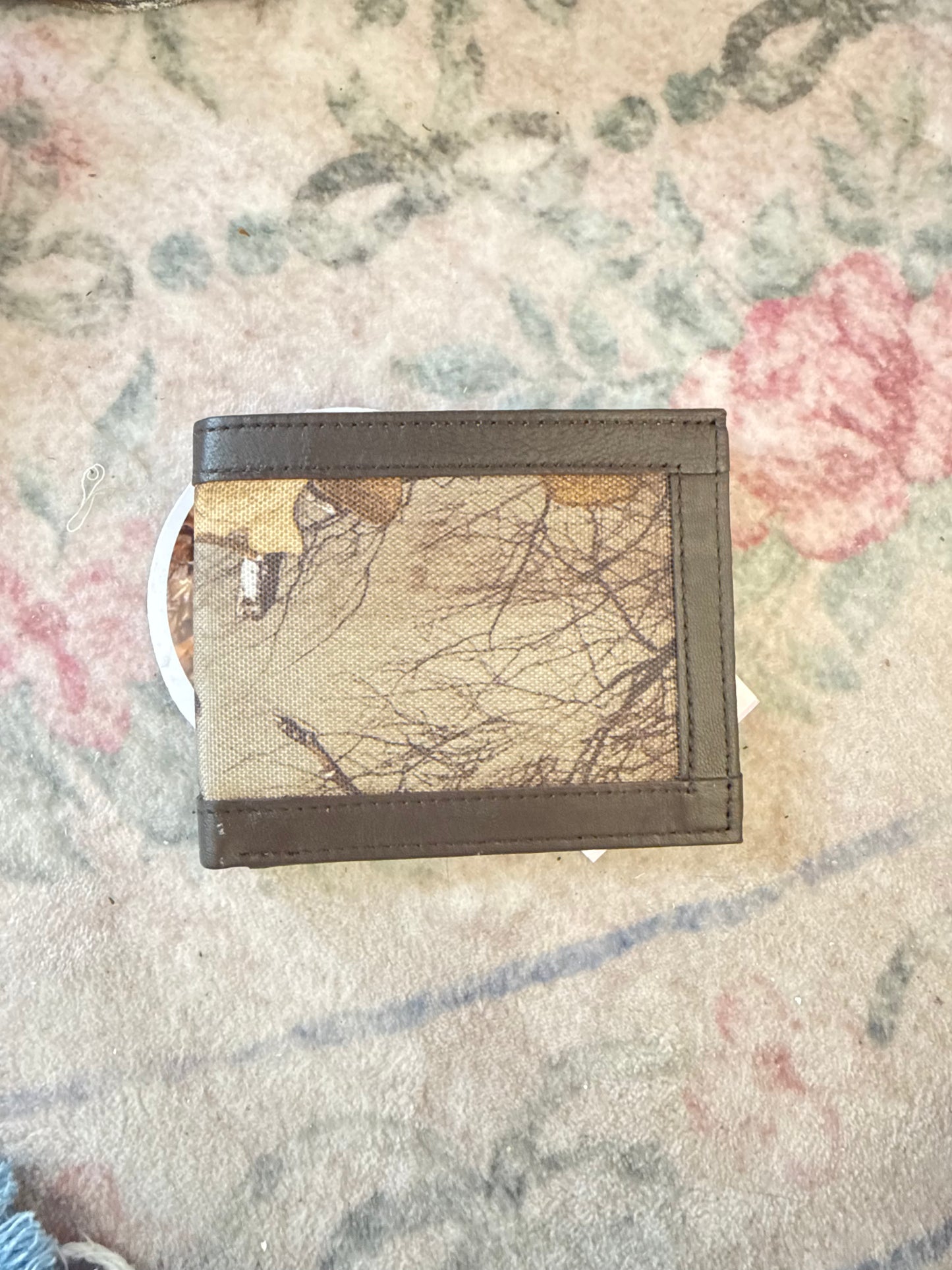 Brown lined half fold wallet