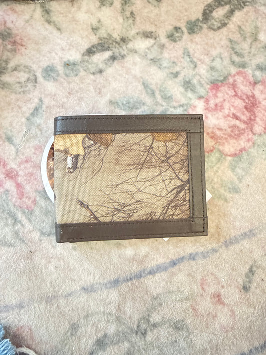 Brown lined half fold wallet