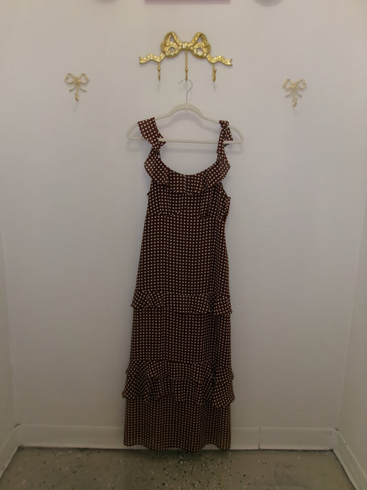 Polka dot ruffle maxi