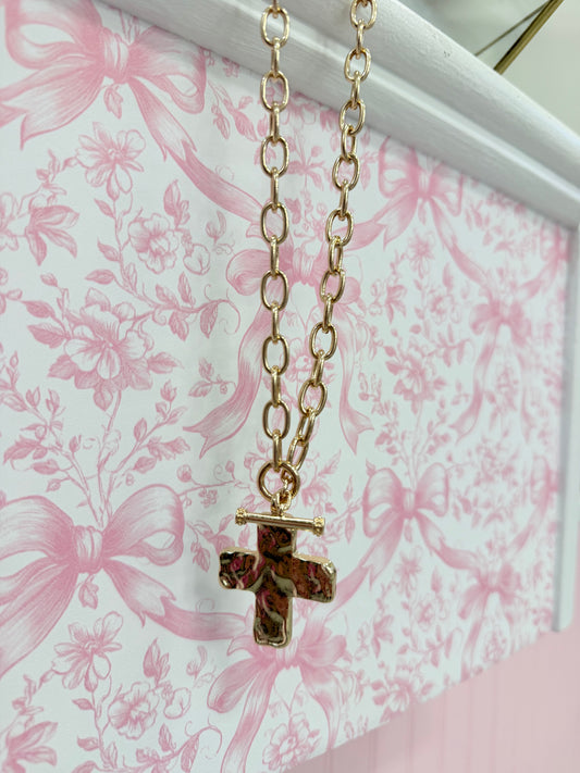 Gold Cross chunky necklace! ￼