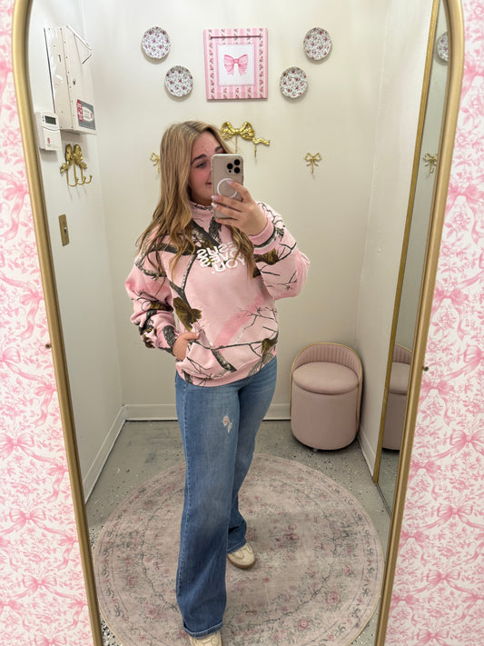 Pink Jesus loves you, camo hoodie!￼