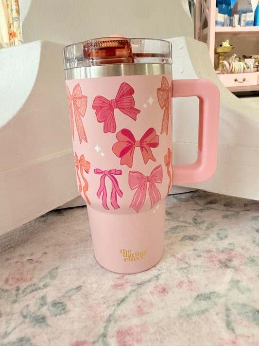 20 oz Lifestyle Flip Straw Tumbler - Blushing Bows