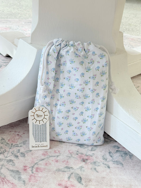 Quick Dry Beach Towel - Petal Parade Blue