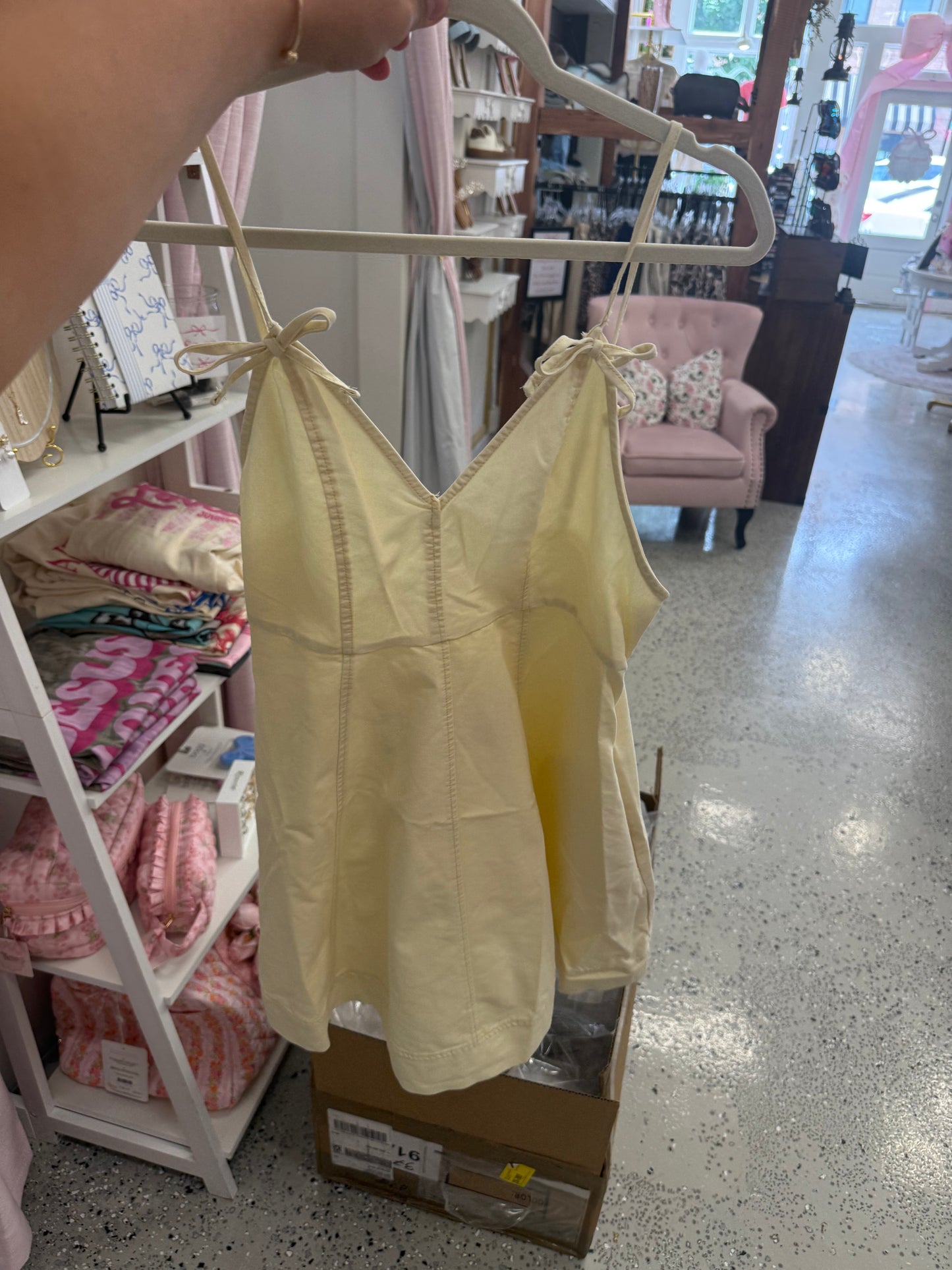 Butter, yellow bow, mini dress