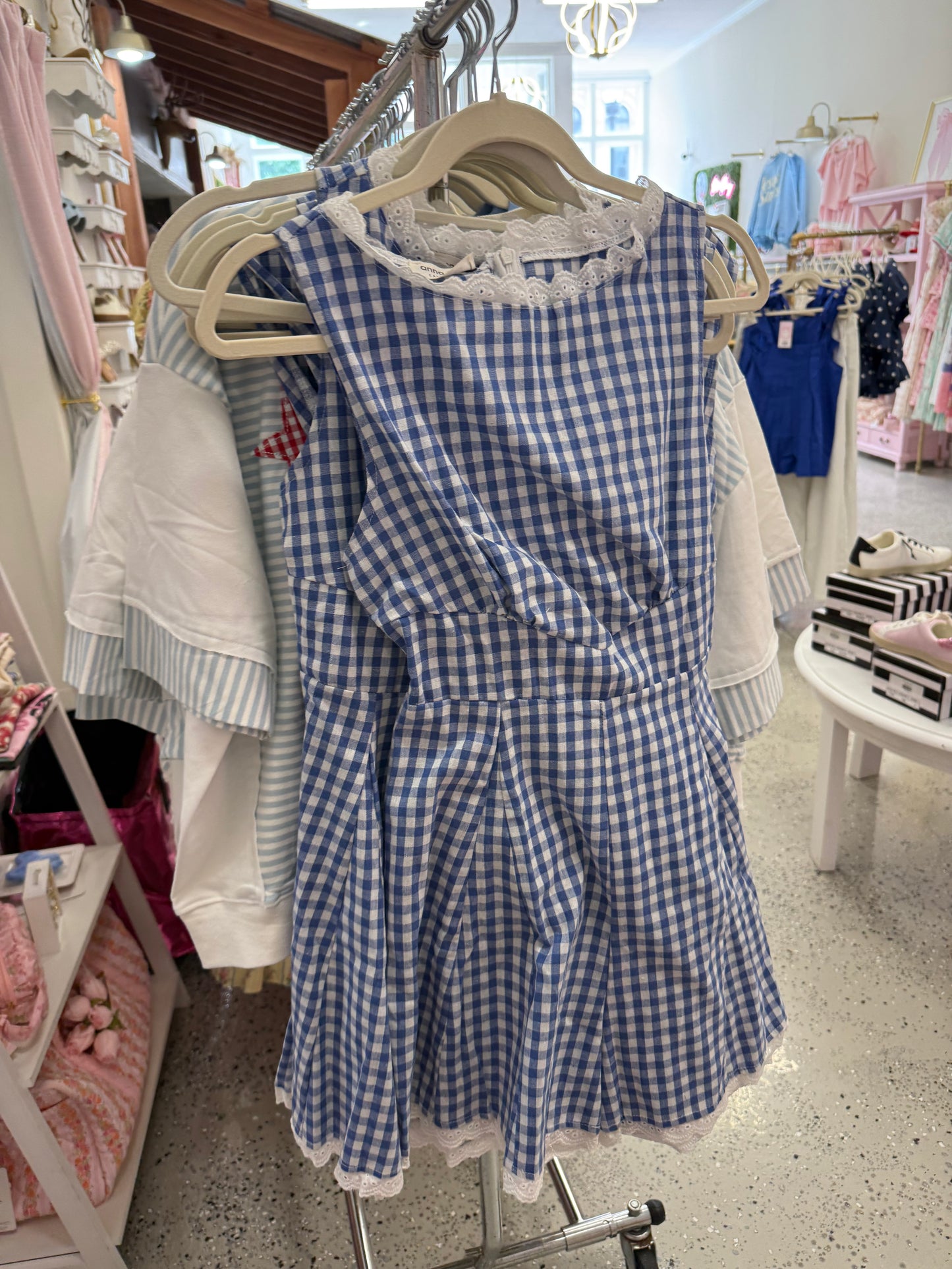 BLUE Gingham lace romper! ￼