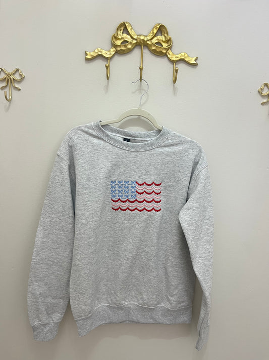 Bows and Scallops USA Flag Crewneck