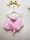 Pink camo women’s active shorts