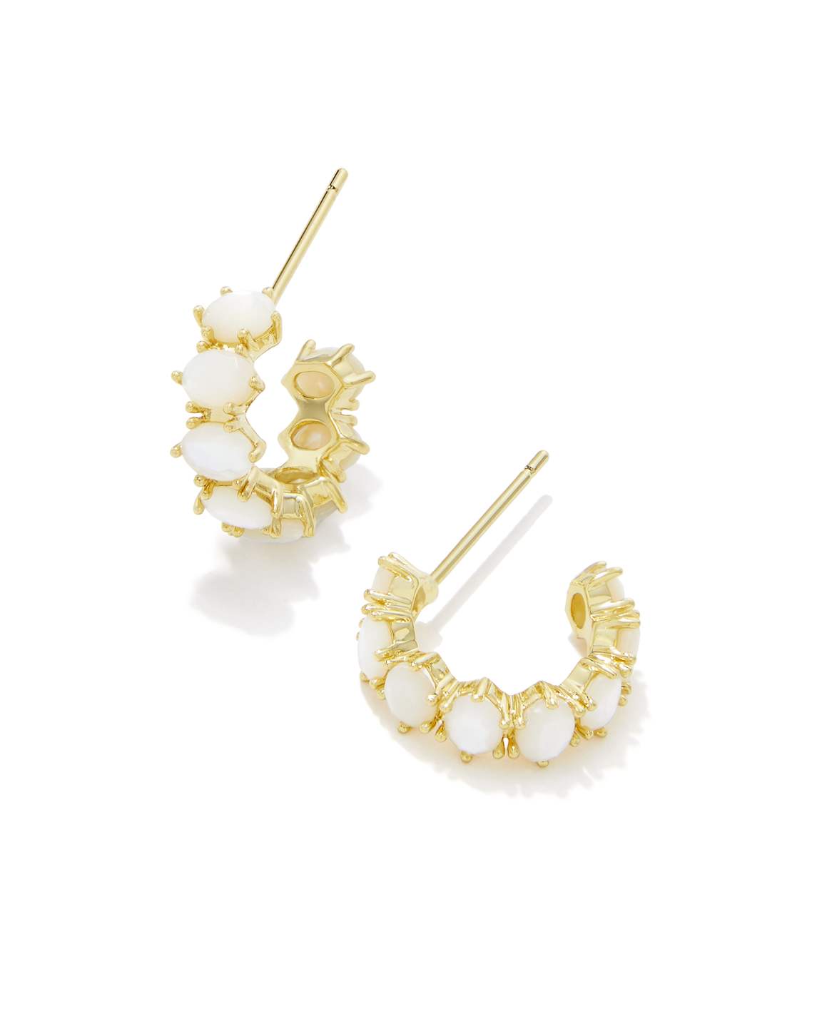 Cailin Crystal Huggie, Gold/Ivory MOP